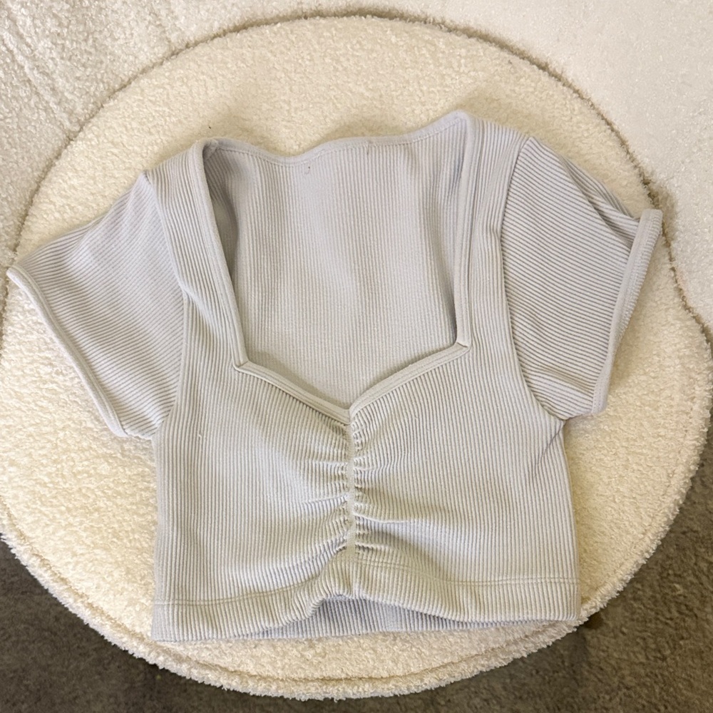 Hollister Light Gray Ribbed Blouse